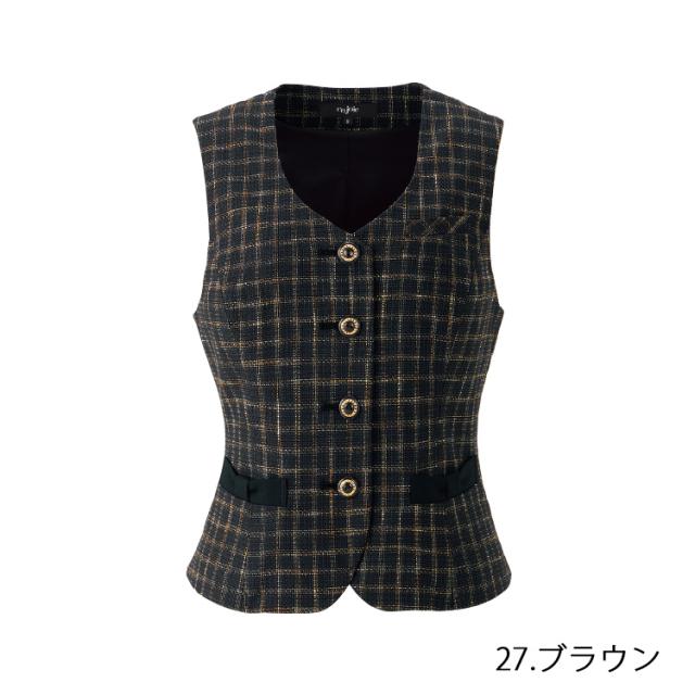 2025 秋冬 新作 アンジョア レディース ベスト フォーマル 人気 事務服 制服 入学式 オフィスフル オフィス ジョア ブラウン ネイビ 12170_6