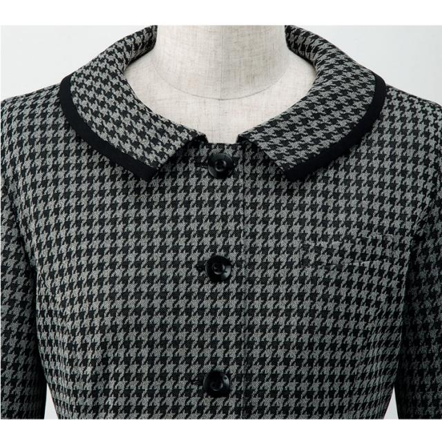 レディース 長袖 オーバーブラウス チドリ柄 2WAY リボン付き ライトジャケット オフィス ユニフォーム 制服 通勤 事務服 入学式 卒業式 ママ服 ジョア 21900 アンサンブル