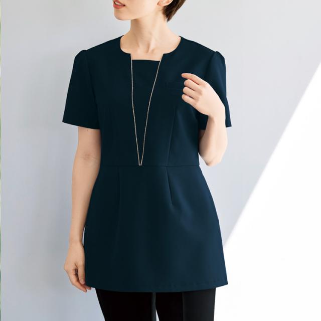 レディース チュニック かわいい サロン エステ 美容 卒業式 入学式 卒業式 ママ服 ジョア 42056 オフィス 制服 事務服 きちんと クリニック ユニフォーム_3