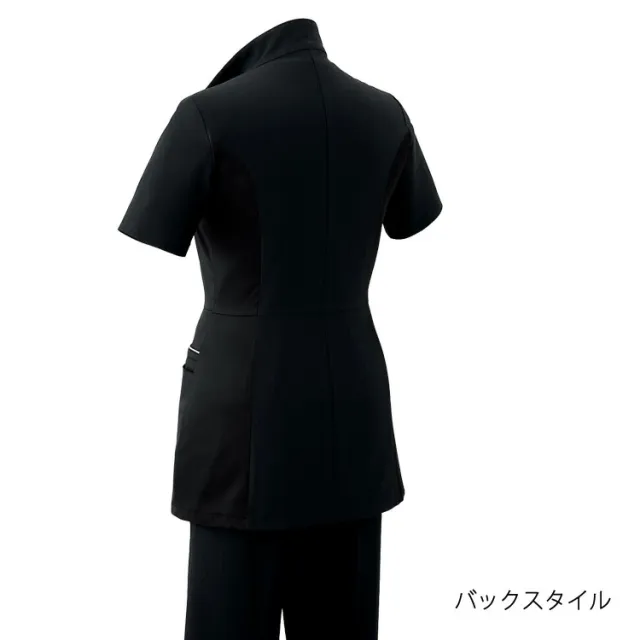 アンジョア レディース 半袖 チュニック ジャケット 前ファスナートップス ストレッチ 透けにくい 脇が見えにくい 吸汗速乾 高通気 施術 ユニフォーム 制服 事務服 接客 サロン 美容系 医療系 エステ ネイルサロンクリニック ジョア 42103 enjoie joie_6