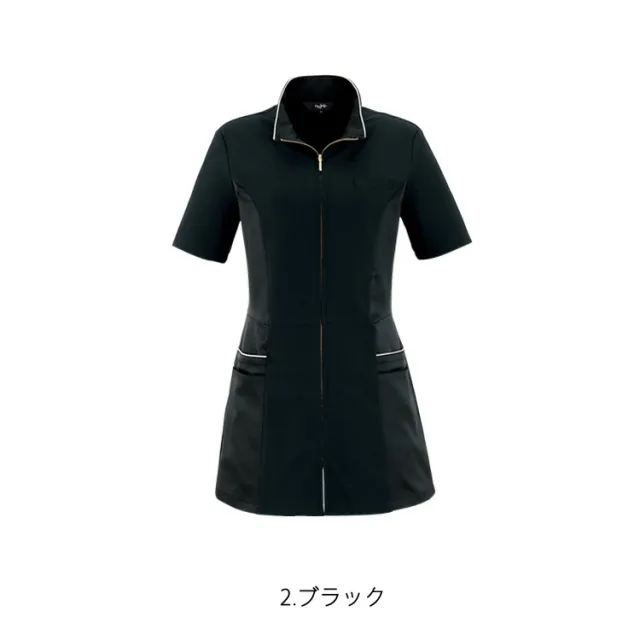 アンジョア レディース 半袖 チュニック ジャケット 前ファスナートップス ストレッチ 透けにくい 脇が見えにくい 吸汗速乾 高通気 施術 ユニフォーム 制服 事務服 接客 サロン 美容系 医療系 エステ ネイルサロンクリニック ジョア 42103 enjoie joie_8