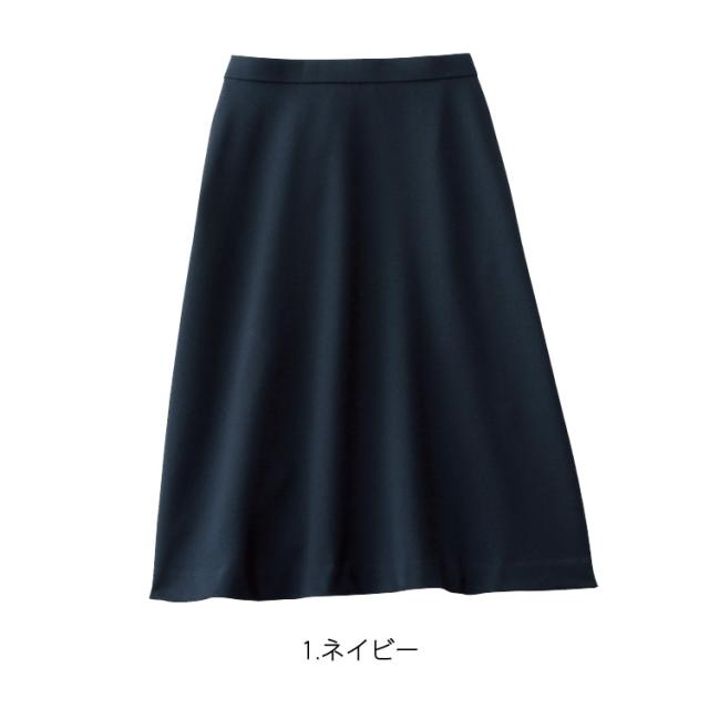 レディース 春夏 フレアースカート 55センチ オフィス ストレッチ シンプル 無地 事務服 定番 ノーマル フォーマル 入学式 卒業式 面接 受験 ジョア 56463_4