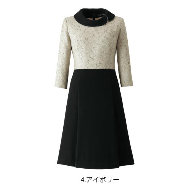 レディース ワンピース ひざ丈 オールシーズン 切り替え ストレッチ