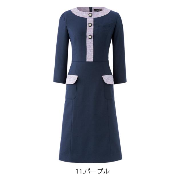 レディース ワンピース ひざ丈 オールシーズン ネイビー 紫 切り替え ストレッチ オフィス フォーマル 人気 デート服 入学式 卒業式 面接 受験 ジョア 61960_5