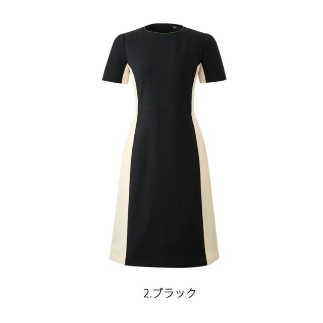 レディース ワンピース 膝丈 サロン エステ 美容 卒業式 入学式 卒業式 ママ服 ジョア 62055 オフィス 制服 通勤 事務服 入園式 きちんと 黒ワンピ_3
