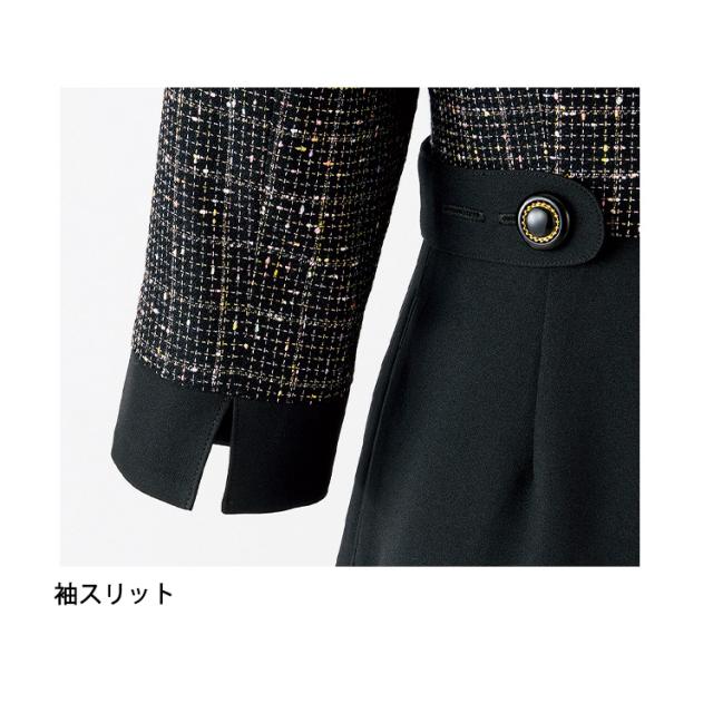 アンジョア レディース ワンピース オールシーズン オフィス 無地 丸襟 接客 制服 事務服 黒 かわいいフォーマル 入学式 卒業式 ジョア 62120_8