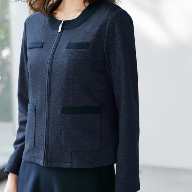 レディース ライト ジャケット オールシーズン オフィス 衿なし