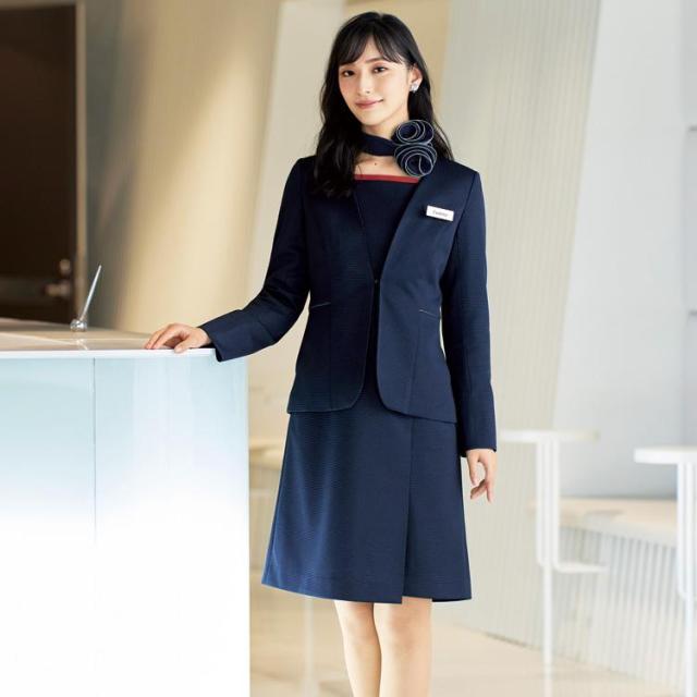 アンジョア レディース オールシーズン ノーカラージャケット ストレッチ オフィス 無地 事務服 制服 接客 フォーマル 華やぎコンシェルジュ ジョア 82060 アンジョア レディース オールシーズン ノーカラージャケット