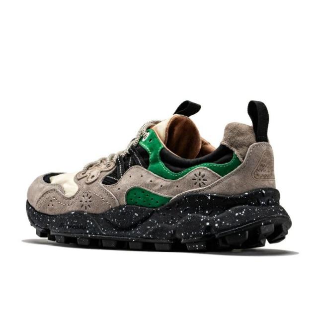 Flower MOUNTAIN フラワー マウンテン YAMANO3 ヤマノ3 Beige/Green スニーカー シューズ 靴 メンズ アウトドア ウォーキング 厚底 レザー ナイロン eva 素材 紐 ひも ゴム 結ばない 履きやすい カジュアル 抗菌 防臭 吸湿 26.5 27.5 28 ブラック ベージュ 黒 緑 BJ-FM63093