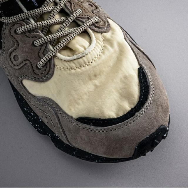 Flower MOUNTAIN フラワー マウンテン YAMANO3 ヤマノ3 Beige/Green スニーカー シューズ 靴 メンズ アウトドア ウォーキング 厚底 レザー ナイロン eva 素材 紐 ひも ゴム 結ばない 履きやすい カジュアル 抗菌 防臭 吸湿 26.5 27.5 28 ブラック ベージュ 黒 緑 BJ-FM63093