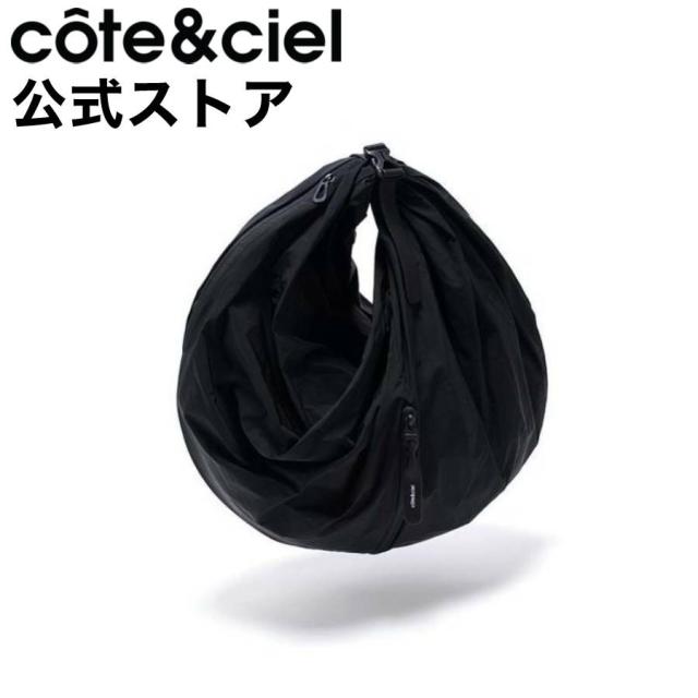 cote&ciel コートエシエル AOOS L SMOOTH BLACK バッグ   トートバッグ ハンドバッグ  軽量 軽い カジュアル ファスナー ナイロン キャンバス メンズ 大きめ ショルダー 肩掛け 多機能 半月 丸 スポーツ 通勤 キャンプ アウトドア 登山 海 無地 ブラック 黒 CC-29034