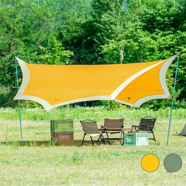 MINIMAL WORKS （ミニマルワークス）BARN TARP バーン タープ テント タープテント キャンプ キャンプ用品 アウトドア レジャー 軽量 コンパクト 大型 八角形 耐水 頑丈 庭 海 ビーチ ポール シート 日除け 遮光 5m オリーブ オレンジ Olive Orange MGTA-BN000