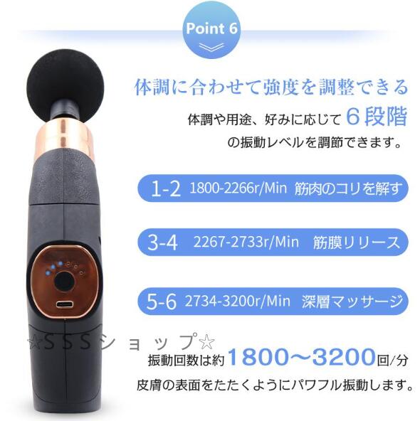 マッサージガン 筋膜リリース マッサージ機 ダブルヘッド 6段階強度