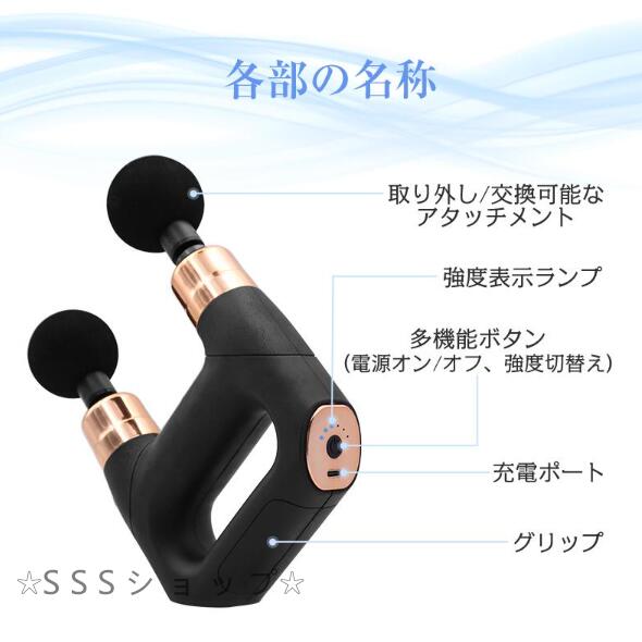 マッサージガン 筋膜リリース マッサージ機 ダブルヘッド 6段階強度