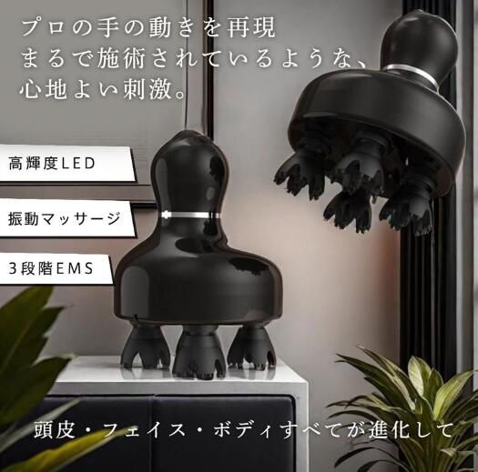 頭皮ケア 顔 頭 マッサージ機 電動頭皮ブラシ ヘッドスパ EMS 美顔器