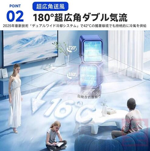 2025新型モデル】卓上 扇風機 小型 スポットクーラー 強力冷風 USB充電