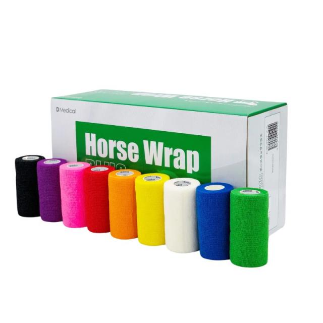 ホースラッププラス 100mm×4.5m (1本) / ブラック ホワイト / カラー バンテージ 馬用バンデージ ヒト向けの自着性包帯