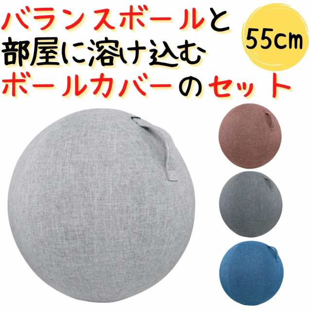 バランスボール カバー付き セット 55cm 空気入れ 座るだけ 効果 子供