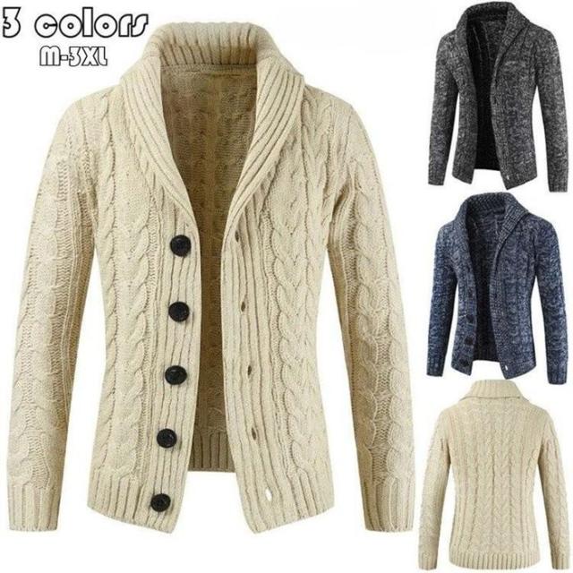 カーディガン メンズ ニット ケーブルニット ショールカラー ニットセーター 長袖 ニットカーディガン 無地 羽織 アウター ロングコート 秋冬 20代30代40代 5,631円