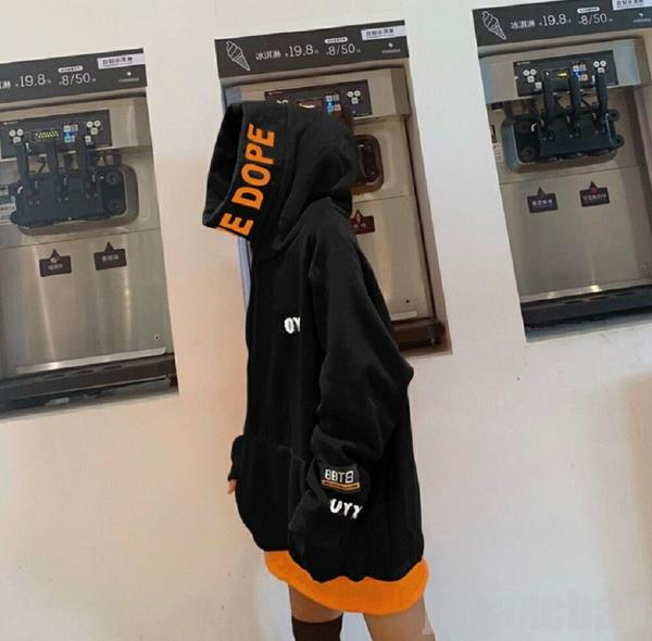 新生活 気楽 パーカー OYYビッグフードパーカー ブラックorオレンジ 韓国ファッション パーカー おしゃれ 服 フード付き ペア カップル 服 メンズ レディース ユニセックス お揃い