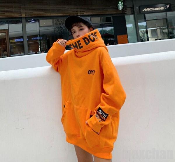 新生活 気楽 パーカー OYYビッグフードパーカー ブラックorオレンジ 韓国ファッション パーカー おしゃれ 服 フード付き ペア カップル 服 メンズ レディース ユニセックス お揃い