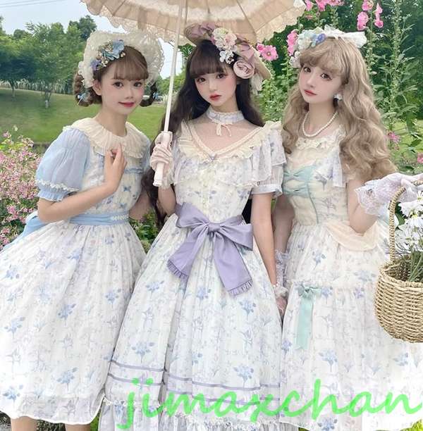 サマー　/Lolita系 お茶会/花柄/ワンピース　jsk　OP　/ロリータ  トップス  萌え レディース ゴスロリ ロリータファッション　変装　トップス  吊りスカーの通販は 7,808円