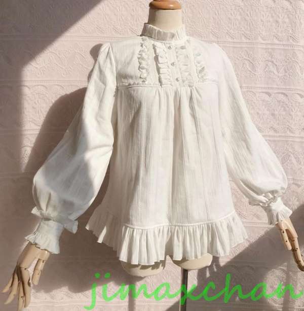 サマー　Lolita系　ロリータ ブラウス シャツ 長袖 トップス ホワイト ブラック  萌え レディース ゴスロリ ロリータファッション　変装　トップス　ホワイト　ブラックの通販は