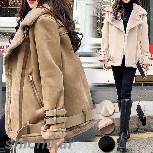 コート ムートンコート レディース 40代 秋冬 長袖 きれいめ ボアコート ライダース アウター  切り替え もこもこ 防寒 カジュアル 秋 冬 暖かい 軽量 ホワイトデーの通販は