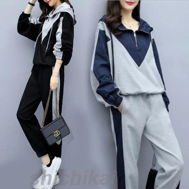 セットアップ レディース 春秋 スウェットセット スポーツウェア 上下セット ロング丈パンツ パーカー 運動着/部屋着 運動会 ジャージセットアップ ルームウェア カジュアルの通販は 5,297円