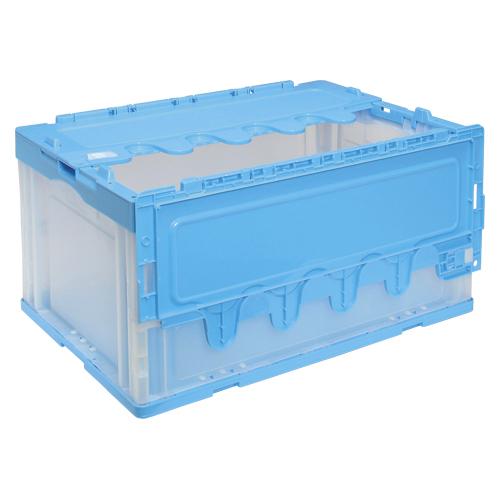 岐阜プラ折りたたみコンテナ　フタ付／ブルー透明CF-S76NR(ブルートウメイ)　ご注文合計金額900円以上送料無料発送