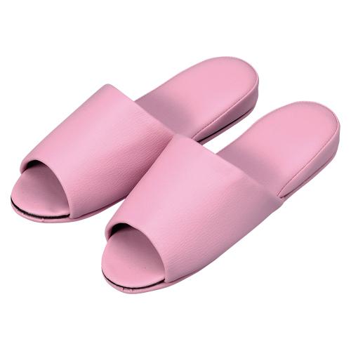 オーミケンシ抗菌レザー調スリッパ前開１０足ピンク10835358 (10P)　ご以上送料無料発送