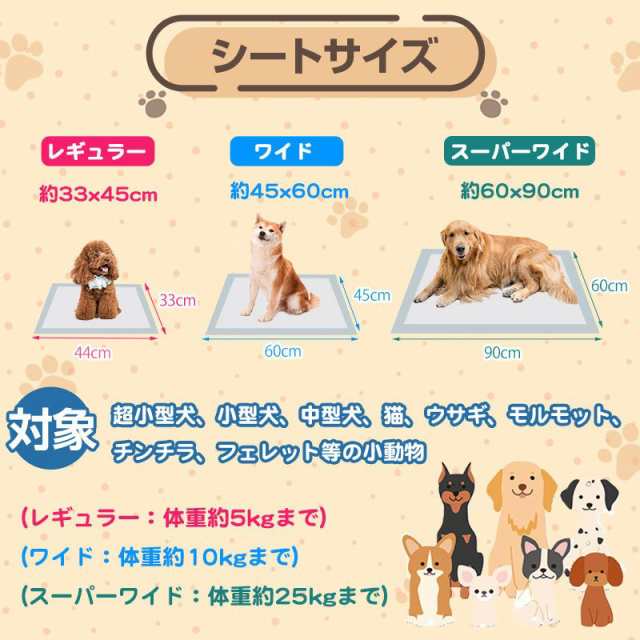 ペットシーツ 薄型 レギュラー 200枚ワイド 100枚スーパーワイド 50枚 トイレシート ペット シーツ 犬 猫 2パックの通販はau PAY  マーケット - HAMI PET