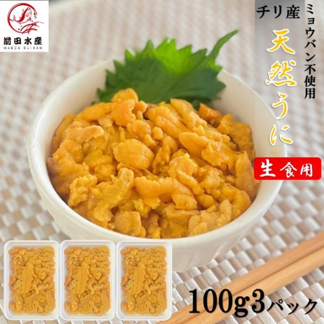 【お刺身用】天然うに　100ｇ×3パック　ブランチ製造　ミョウバン不使用　チリ産　冷凍　不揃い・割れ欠け　訳あり　お寿司　海鮮丼　軍艦　手巻き　母の日　父の日　お中元　お歳暮　敬老ウニ　雲丹　海胆　uni