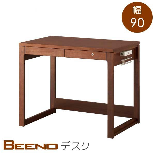 デスク 幅90 奥行60 高さ73 ブラウン色 BDD-171 WT ナラ材 木製 机 ...