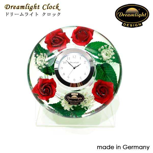 ドリームクロック CDD72113CL レディローズ 置き時計 ドリームライト時計 直径11cm ガラス製 ドイツ製 Dream Light  GERMANY｜au PAY マーケット