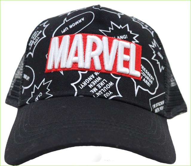 帽子 子供用 キッズサイズ メッシュキャップ Marvel マーベル アメコミ吹き出し 立体刺繍ロゴ ブラック Kisd Exasの通販はau Pay マーケット 服飾雑貨専門店 エクサス