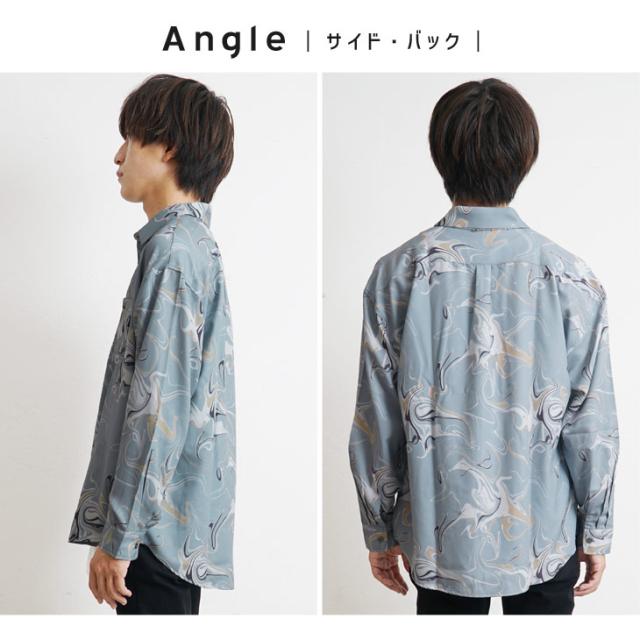 長袖シャツ メンズ シャツ 長袖 メンズ トップス 総柄シャツ 柄