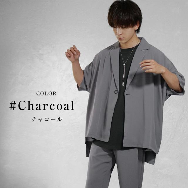 セットアップ メンズ 半袖 テーラードジャケット テーパードパンツ 2点