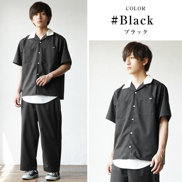 ブラック セットアップ メンズ 半袖 オーバー パンツ 韓国 セットアップ メンズ 大きいサイズ ゆったり メンズ
