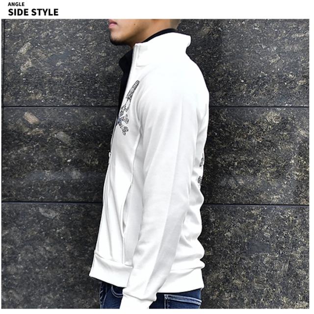 ブルゾン メンズ ジャケット スカル ラインストーン ジップ ブラック ホワイト 黒 白 長袖 アウター 薄手 ドクロ 骸骨 おしゃれ かっこいの通販はau Pay マーケット Joker