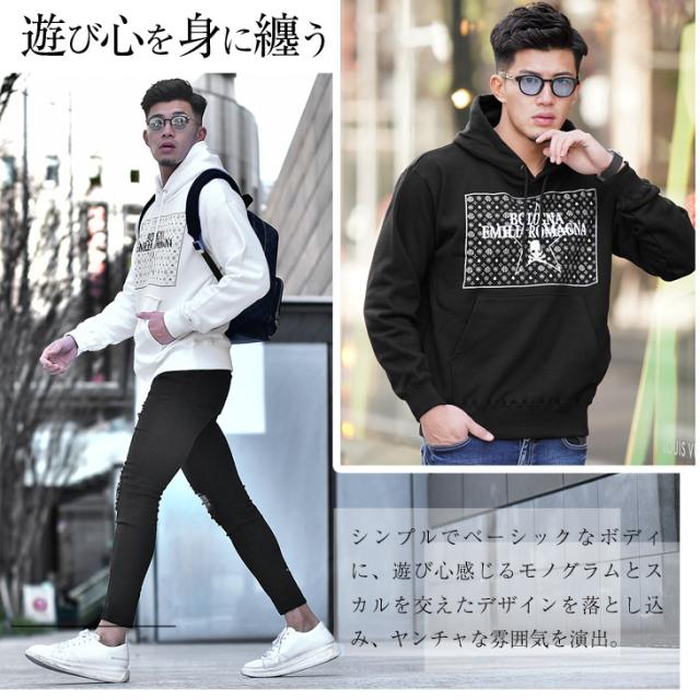 プルオーバーパーカー メンズ パーカー モノグラム プルパーカー ストリート スター プルオーバー 派手 個性的 ロゴ 黒 ブラック 白 国産の通販はau Pay マーケット Joker