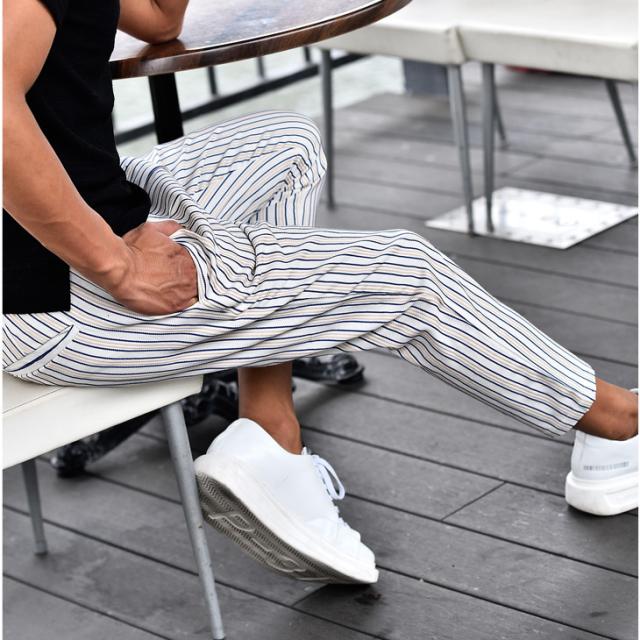 アンクルパンツ メンズ テーパードパンツ ストライプ イージーパンツ テーパード ボトムス 夏新作 ストライプパンツ スラックス クロップの通販はau Pay マーケット Joker