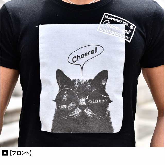 Tシャツ メンズ 半袖 猫 ネコ プリントtシャツ プリント ブランド ラグジュアリー キャットプリント リッチ 高級感 白 ホワイト 黒 ブラの通販はau Pay マーケット Joker