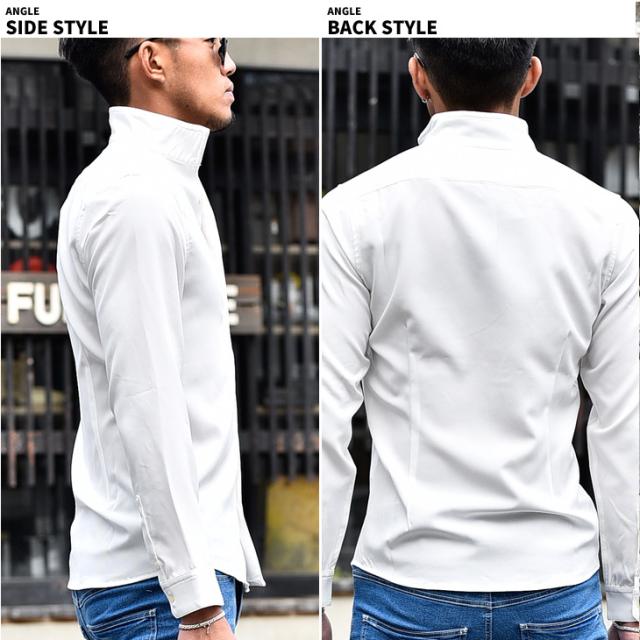 長袖シャツ シャツ メンズ 新作 冬新作 イタリアンカラーシャツ 長袖 ワイシャツ 白シャツ Yシャツ タイト きれいめ 無地 服 薄手 ホワの通販はau Pay マーケット Joker