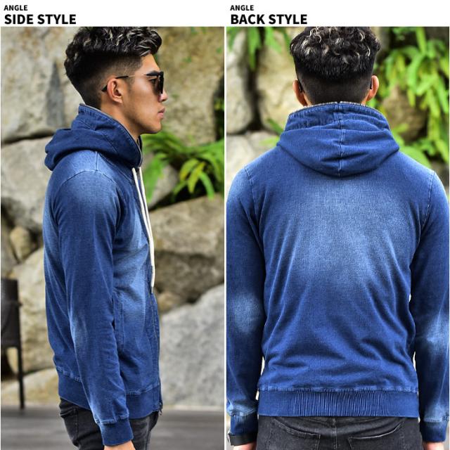 パーカー メンズ スウェットデニム パーカー ジップパーカー 長袖 デニムパーカー 春新作 スウェット スウェットパーカー カットデニム の通販はau Pay マーケット Joker