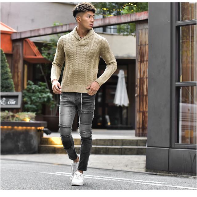 スキニーパンツ メンズ ブラック 黒 スキニー ジーンズ スキニーデニム ブランド ダメージ 加工 ストリート ファッション ストレッチ スの通販はau Pay マーケット Joker