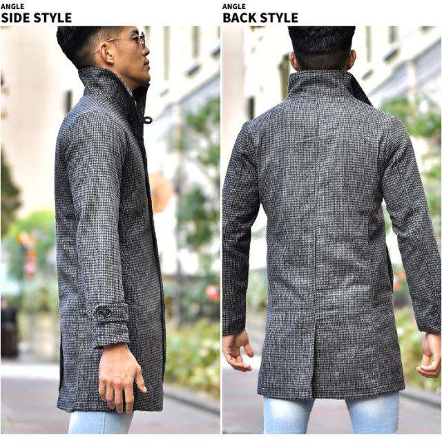 コート メンズ ロング ロングコート 春新作 春物 春服 ブランド イタリアンカラーコート チェック グレンチェック 千鳥柄 千鳥格子 ヘリの通販はau Pay マーケット Joker