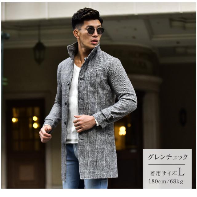 コート メンズ ロング ロングコート 春新作 春物 春服 ブランド イタリアンカラーコート チェック グレンチェック 千鳥柄 千鳥格子 ヘリの通販はau Pay マーケット Joker