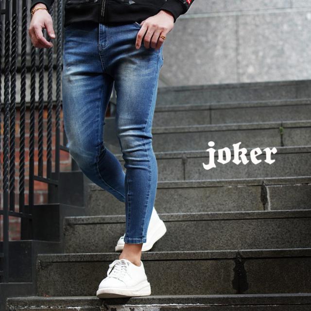 デニムパンツ メンズ ジーパン 細身 スキニー ストレッチ アンクル アンクル丈 アンクルパンツ クロップドパンツ クロップドスキニー の通販はau Pay マーケット Joker