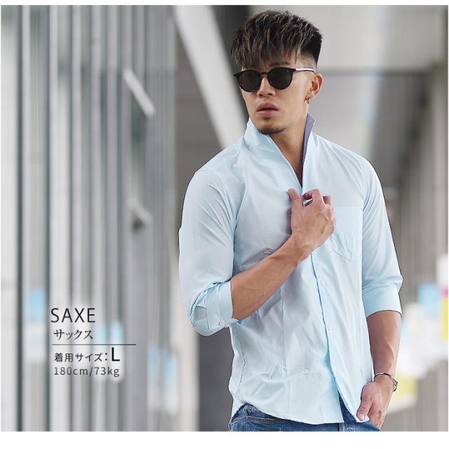 シャツ メンズ イタリアンカラーシャツ ストライプ スタンドカラー ワイシャツ Yシャツ 無地 おしゃれ 七分袖 7分袖 ビジネス ホワイト の通販はau Pay マーケット Joker